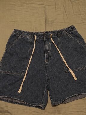 Gloria Vanderbilt Dark Blue Denim Drawstring Shorts